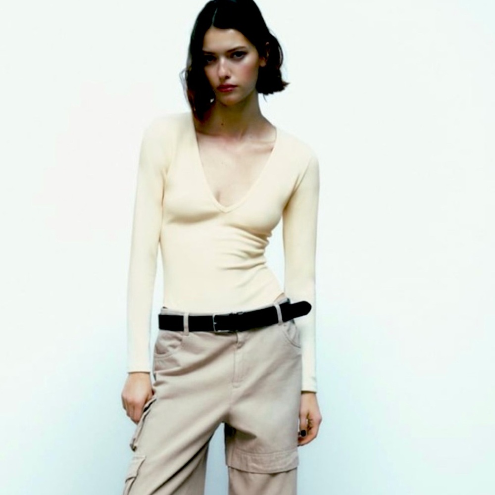 Zara Soft Bodysuit Ecru Like New (More Off-White … - image 1